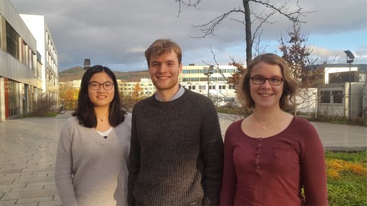 Foto (entstand vor der Corona-Krise): Das Sprecherteam des WFT-IO (v.l.n.r.): Huilin Guo, Nicolas Duus, Sophie Hennecken